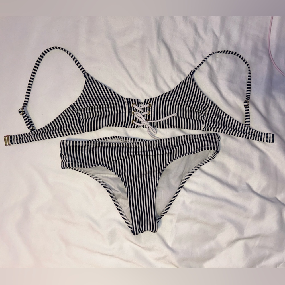 Target Black and White Bikini Swimwear lace-up front